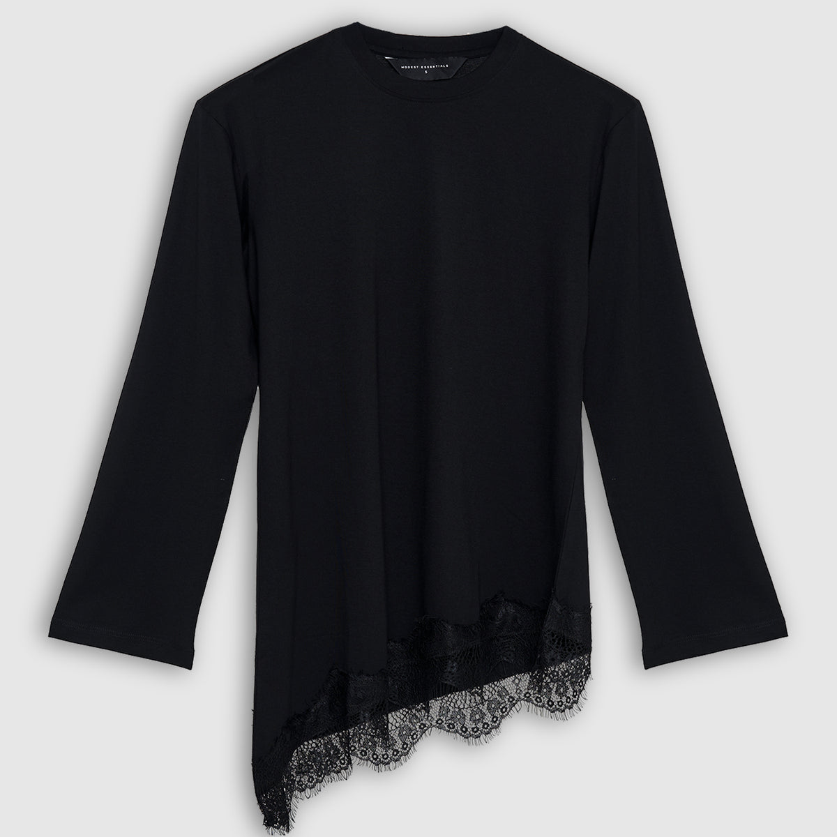 Lace Detail T-Shirt - Black – Modest Essentials