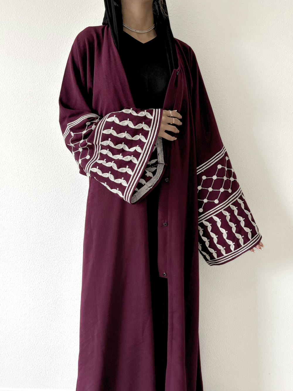 Keffiyeh Inspired Abaya - Maroon