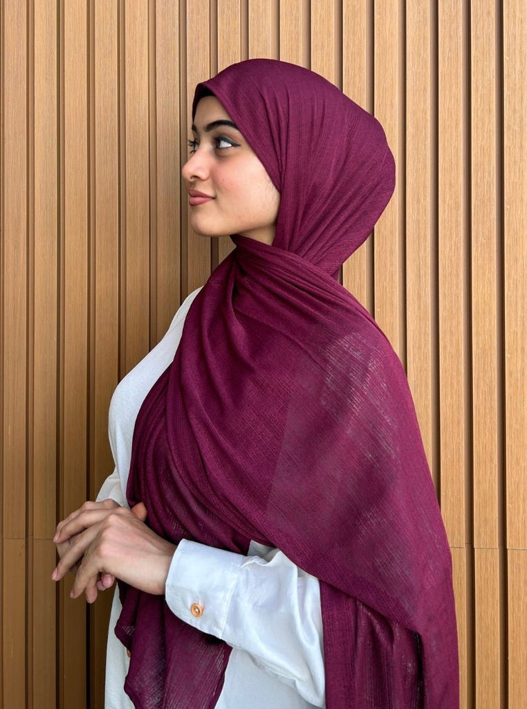 BUY Wine Textured Jersey Hijab 2.0 - Modest Essentials