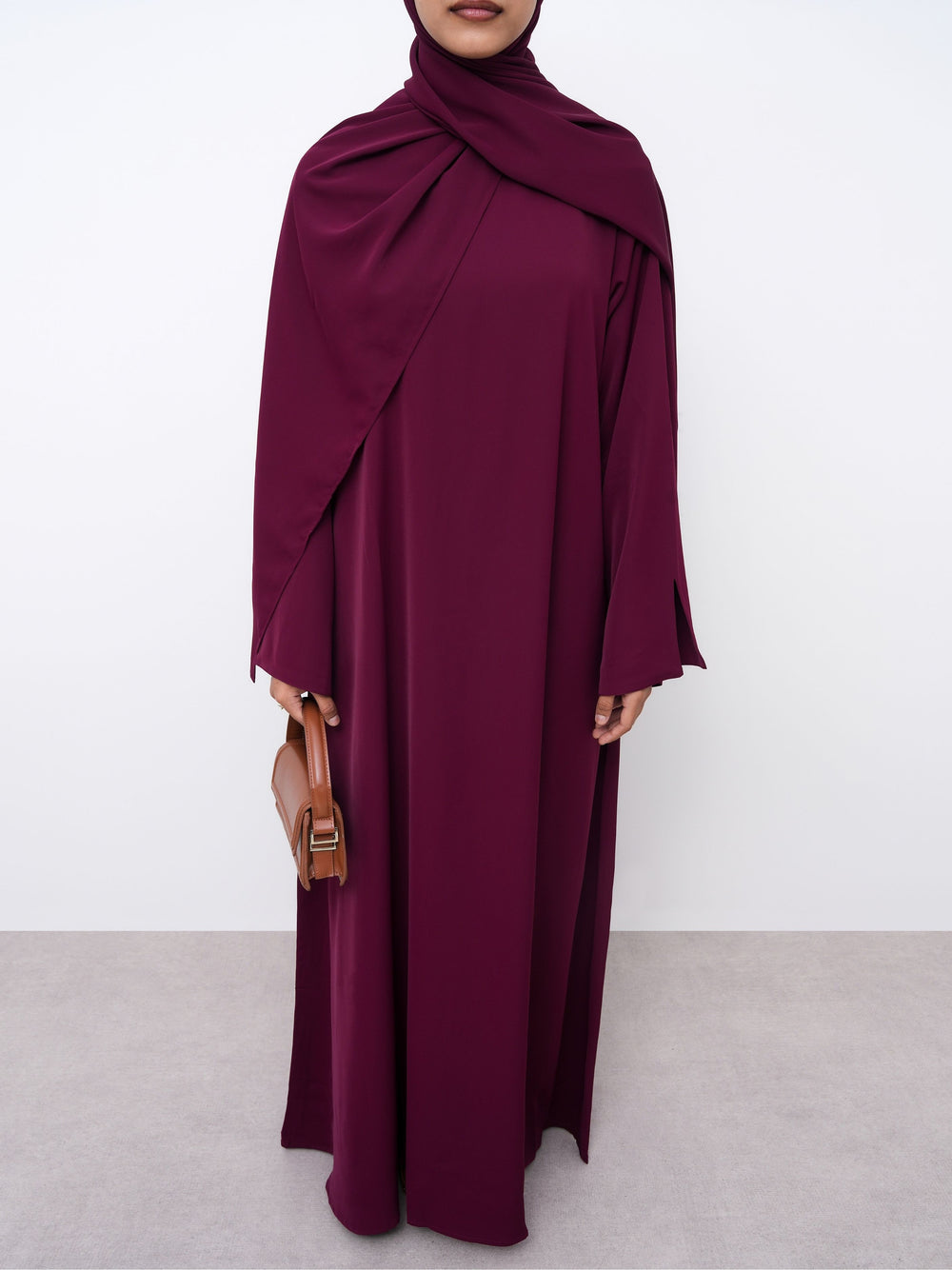 Essential Abaya - Straight Fit - Cherry Truffle
