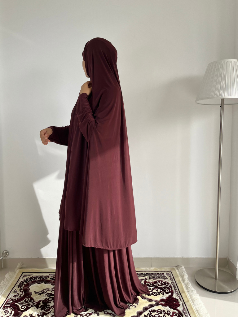 brown colour prayer set, jilbab set