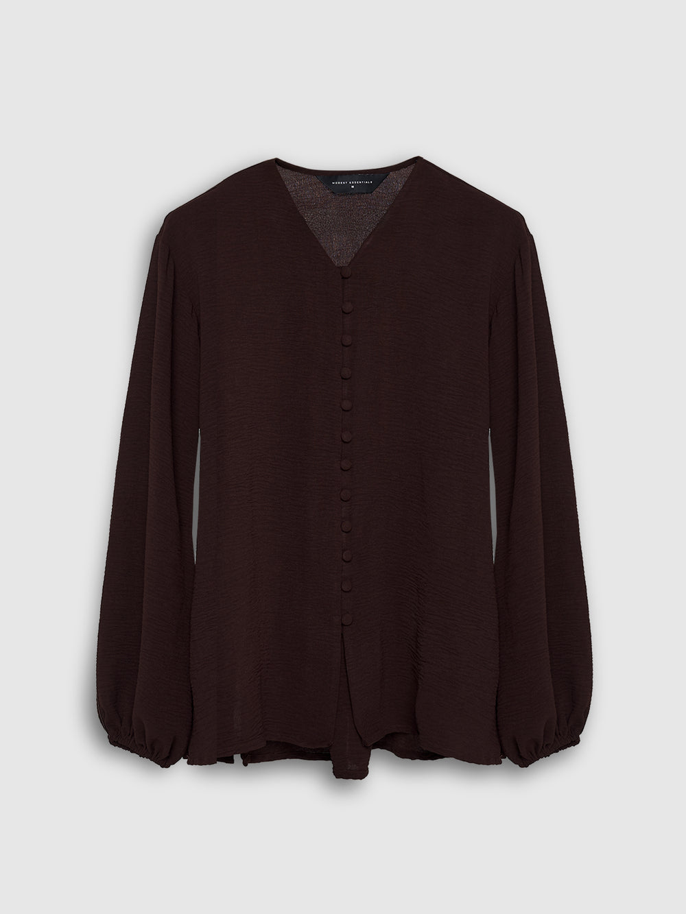 Crepe Button Down Top - Brown