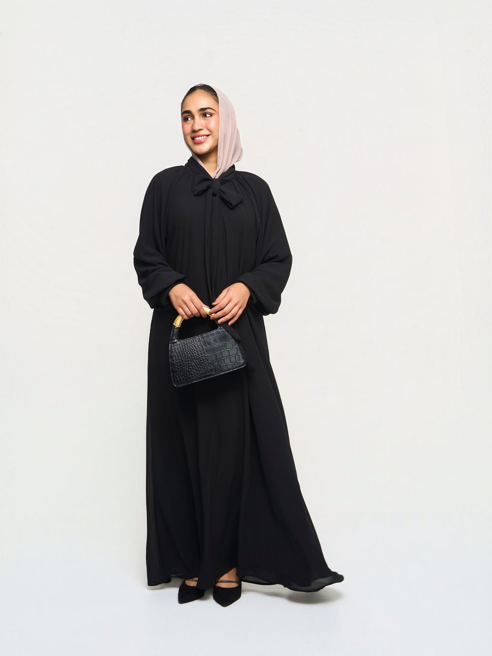 Flowy Georgette Dress - Black