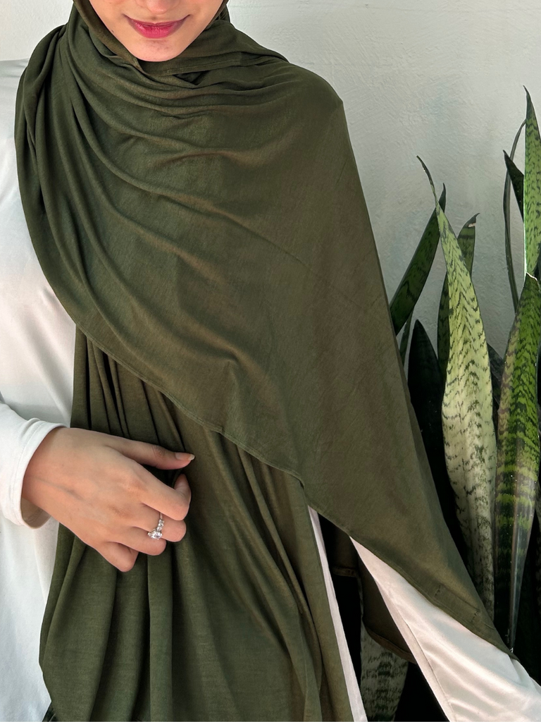 Olive Jersey Premium Hijab - Modest Essentials