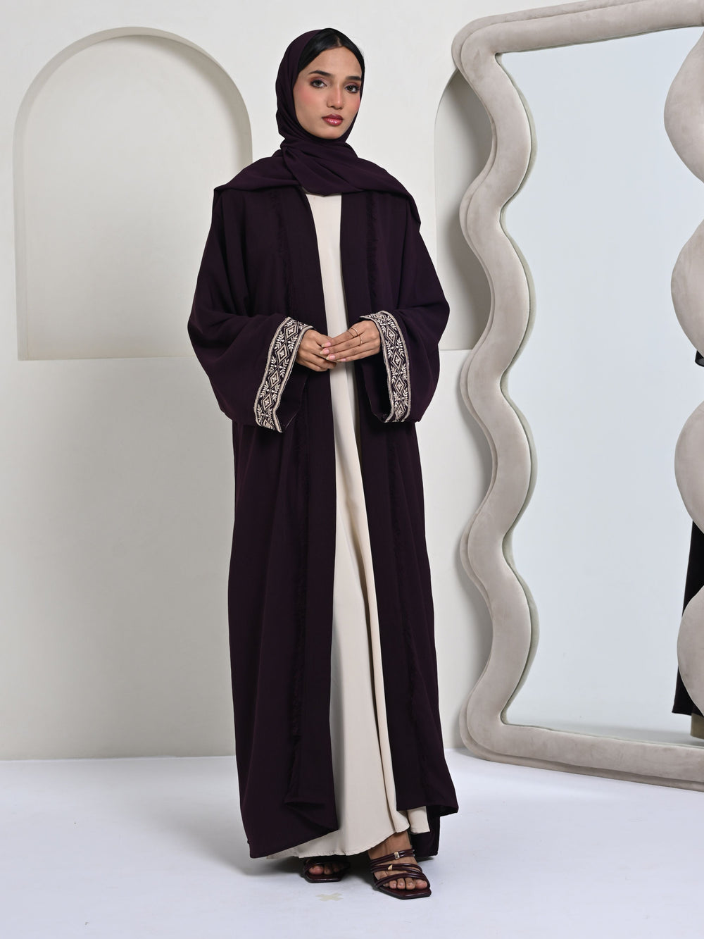 Hani Open Abaya - Plum