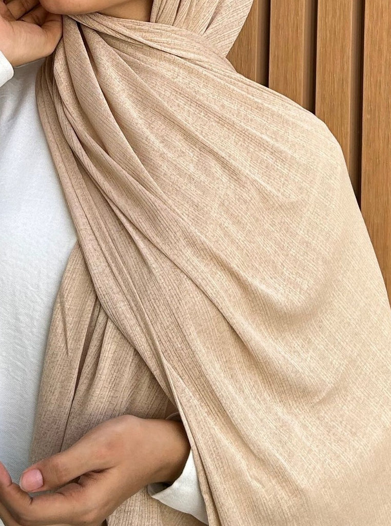Beige Textured Jersey Hijab 2.0 - Modest Essentials