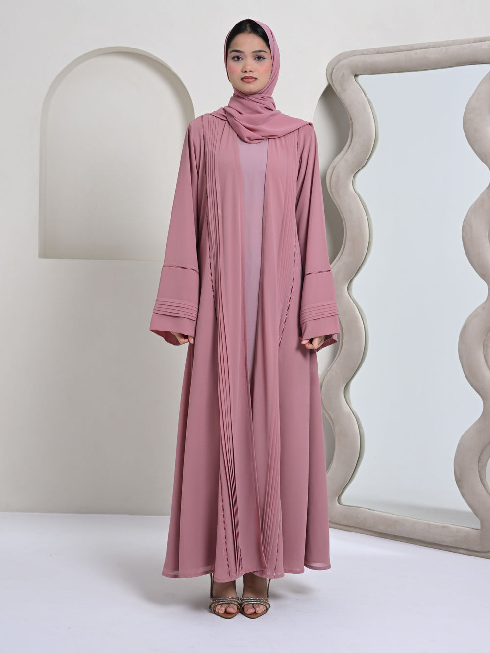 Aala Georgette 2 Piece Abaya - Pink