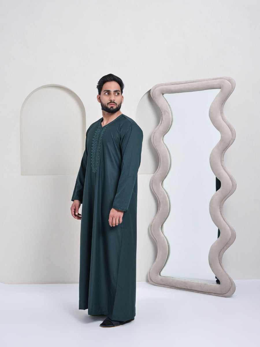 Full-Sleeve Moroccan Thobe - Green
