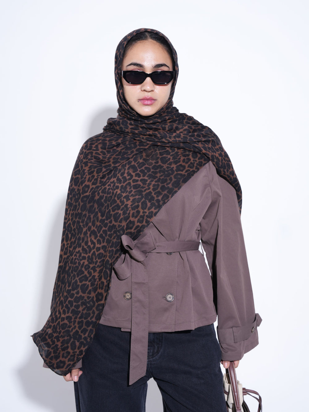 Printed Modal Hijab - Noir Leopard