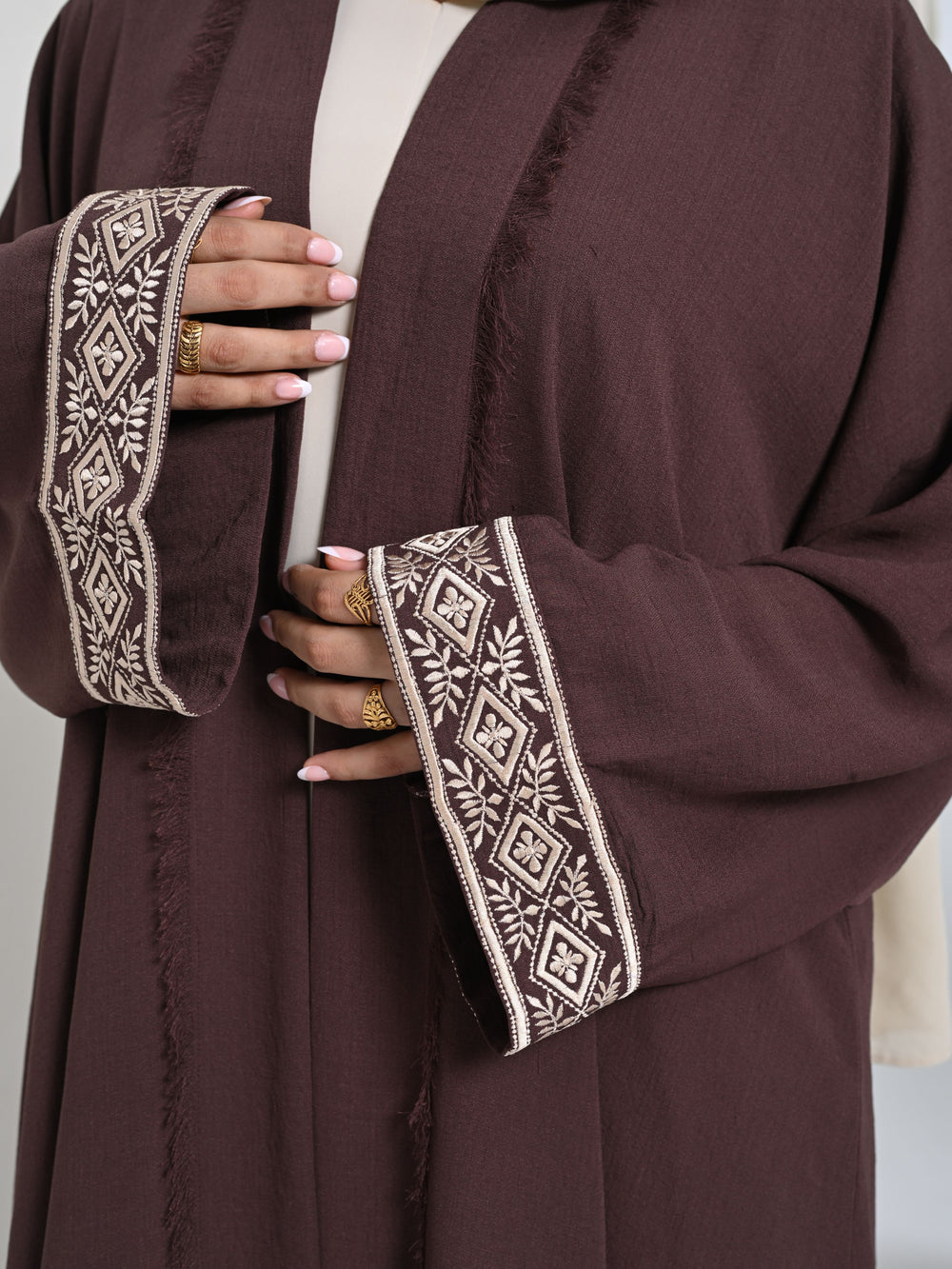 Hani Open Abaya - Brown