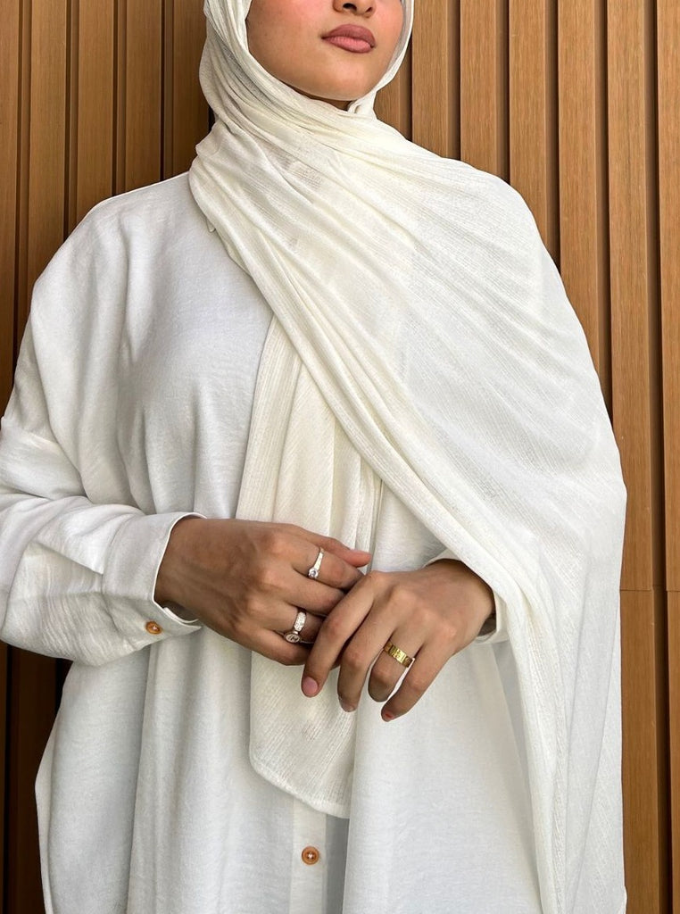 White Textured Jersey Hijab 2.0 - Modest Essentials