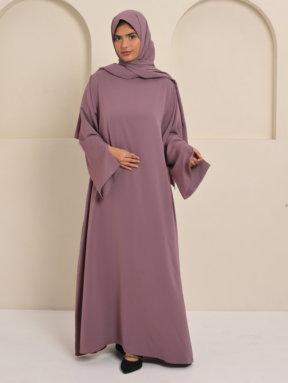 Essential Abaya - Straight Fit - Taro Milk Tea
