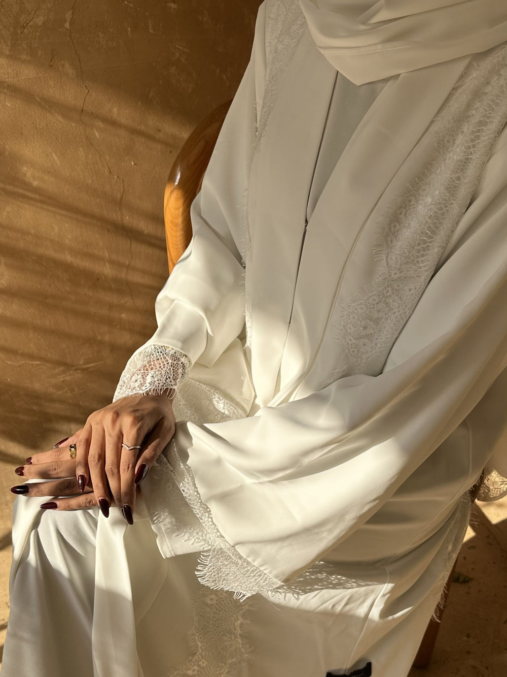 Noor Lace Abaya - White