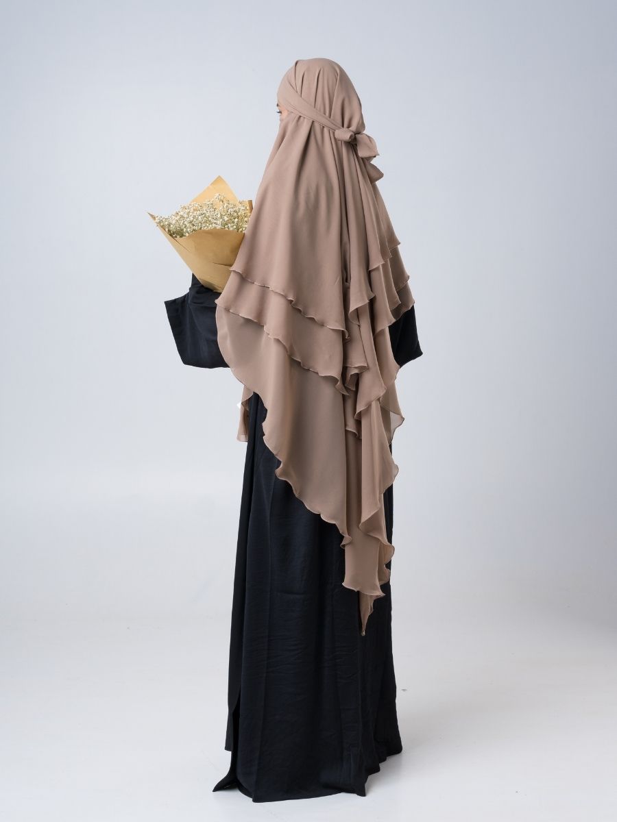 3-Layered Princess Khimar - Taupe