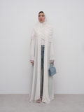 Basic Georgette Abaya with Lace - White