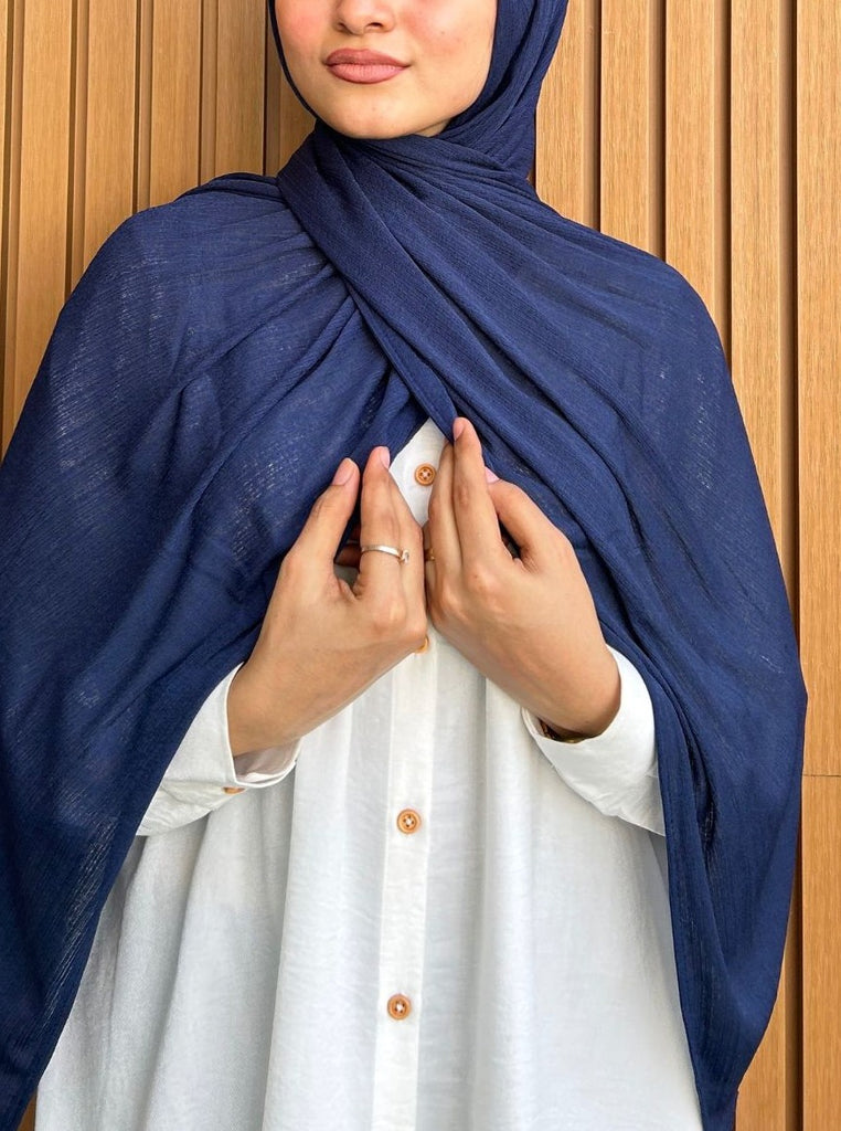 Navy Blue Textured Jersey Hijab 2.0 - Modest Essentials