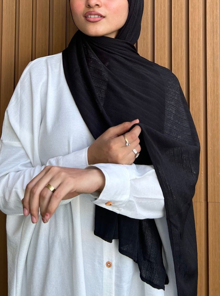 Black Textured Jersey Hijab 2.0 - Modest Essentials