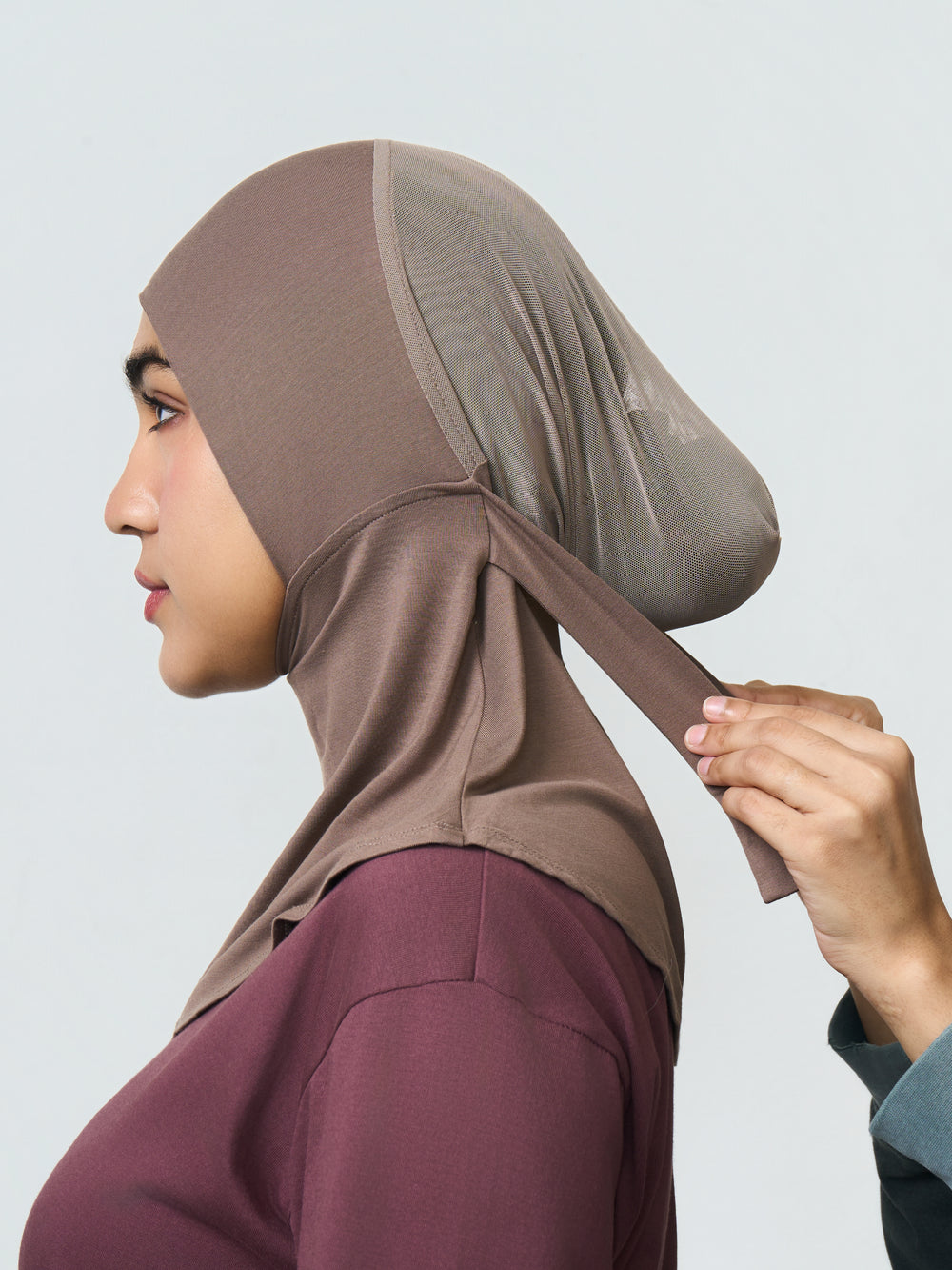 Mesh Cap with Neck Cover - Brown