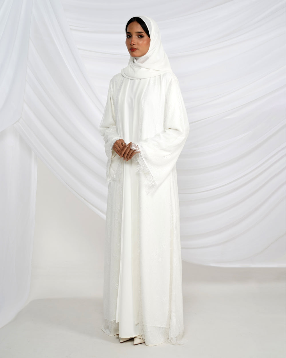 Layali Lace Abaya - White