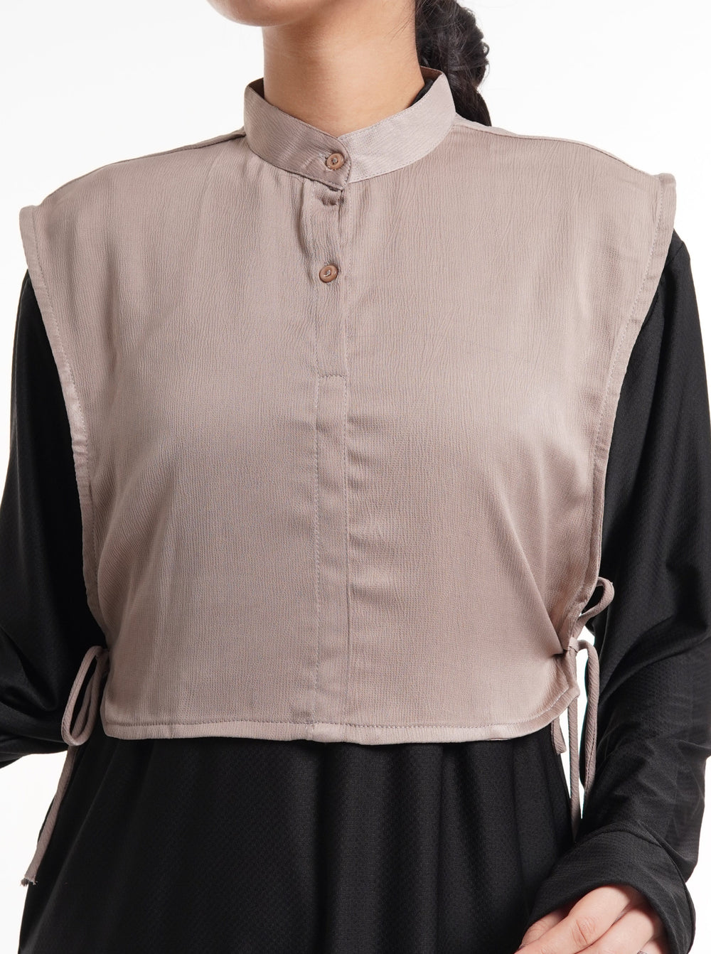 Brown Crinkled Satin Neck Cover