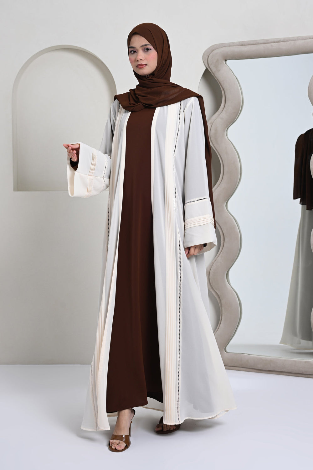 Aala Georgette 2 Piece Abaya - Cream