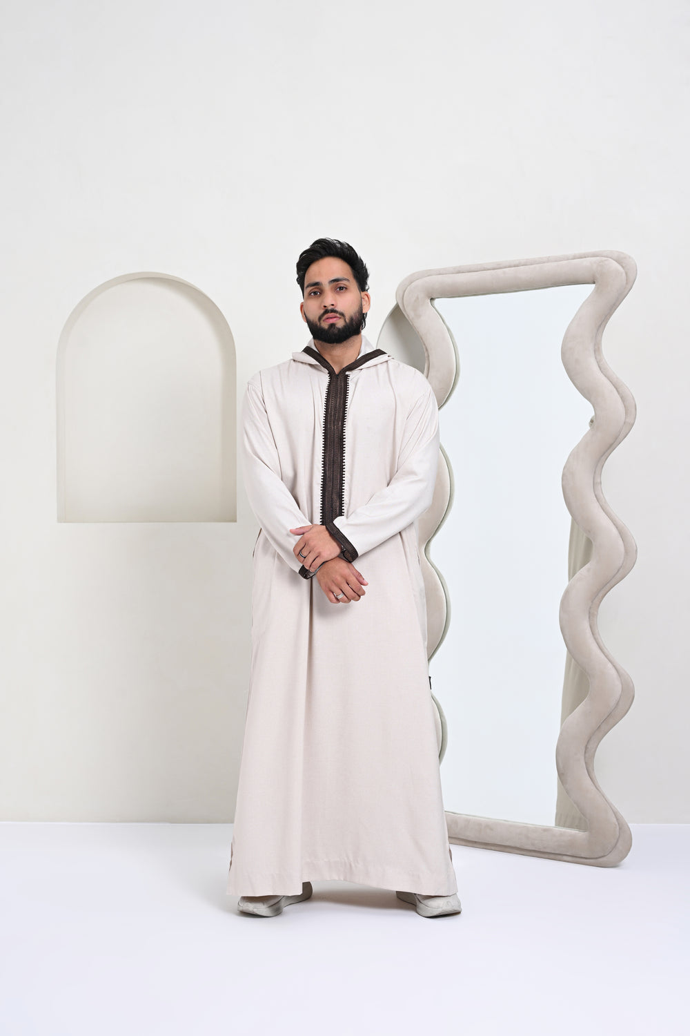 Moroccan Hoodie Thobe - Beige