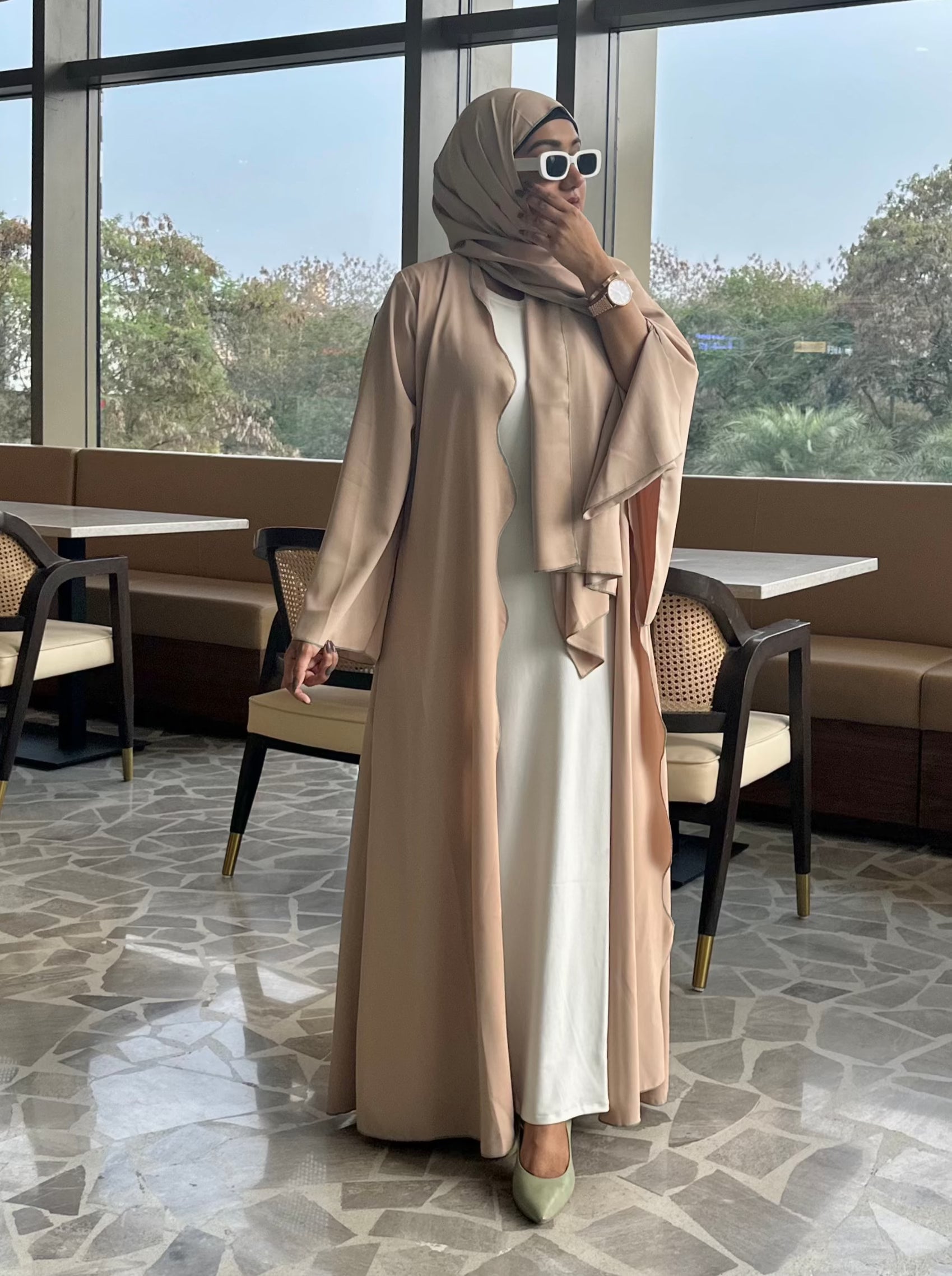 Nawal Abaya Beige Comes with hijab