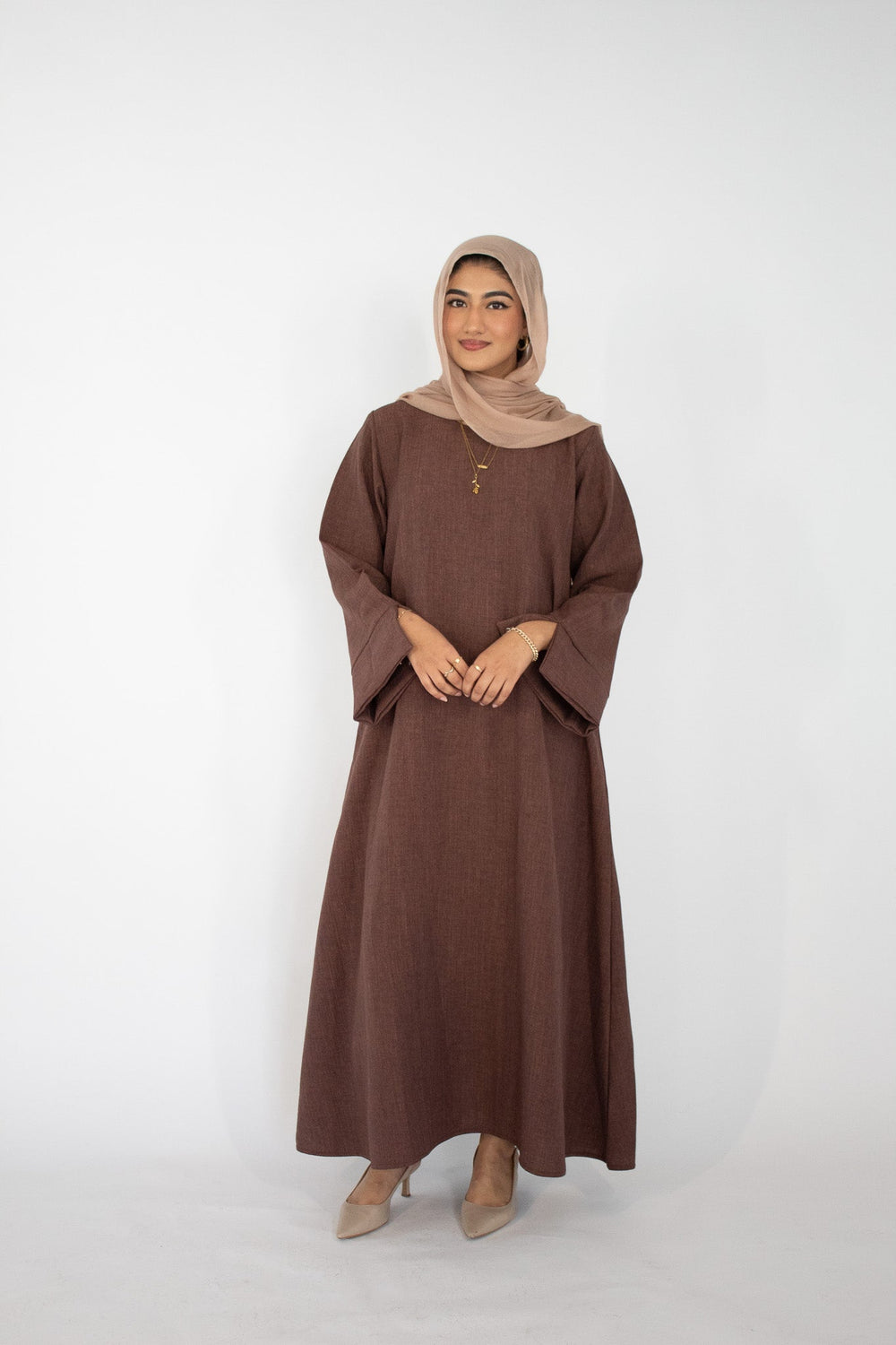 Naima Linen Abaya - Brown