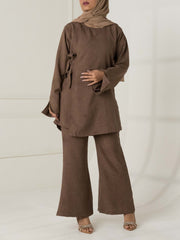 Maha Wrap Co-ord Set- Brown