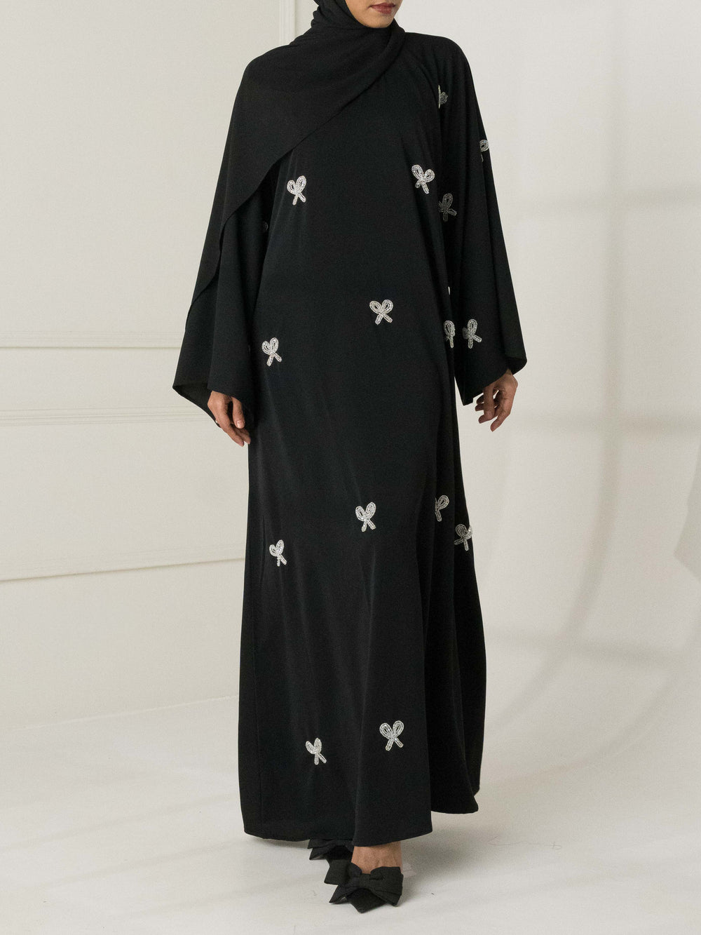 Coquette Embroidered Abaya - Black