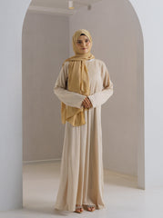 Beige Full-Sleeve Base Dress