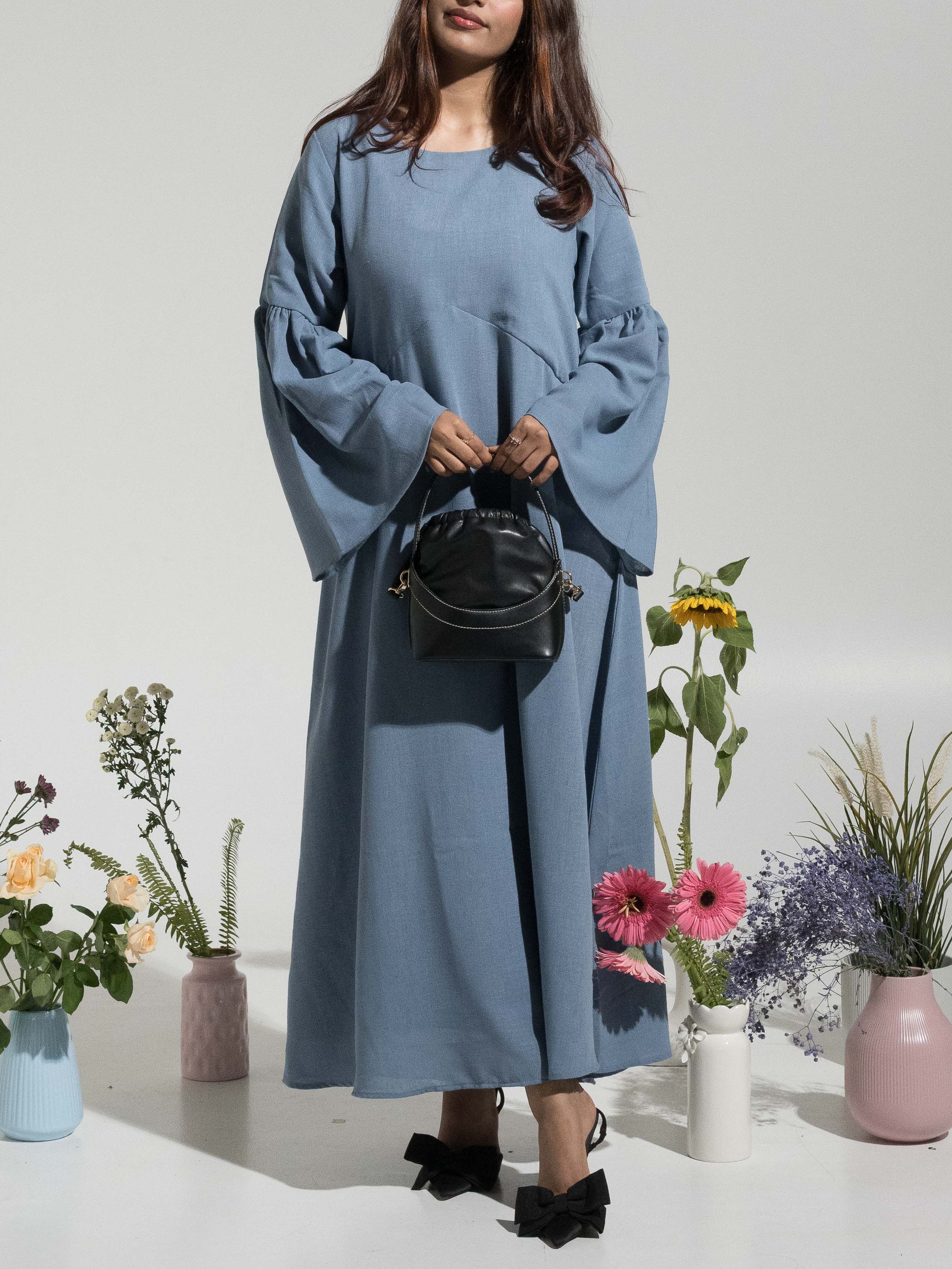 Zoe Linen Dress - Blue Modest Essentials Zoe Linen Dress - Blue Modest Essentials