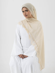 Lace Chiffon Hijab - Beige