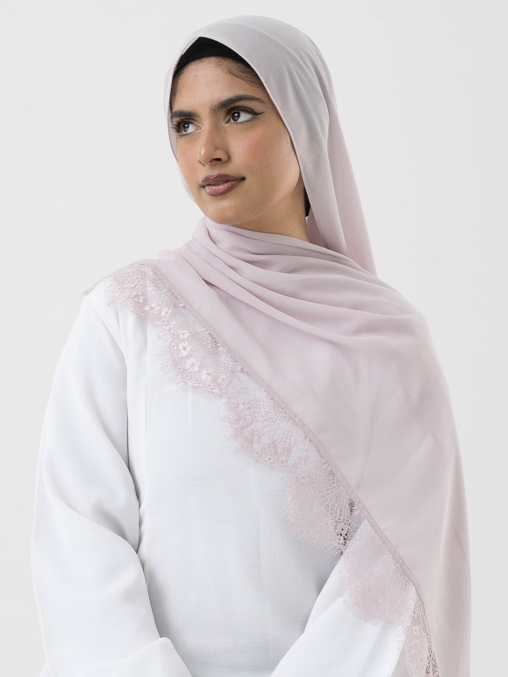 Lace Chiffon Hijab - Lilac