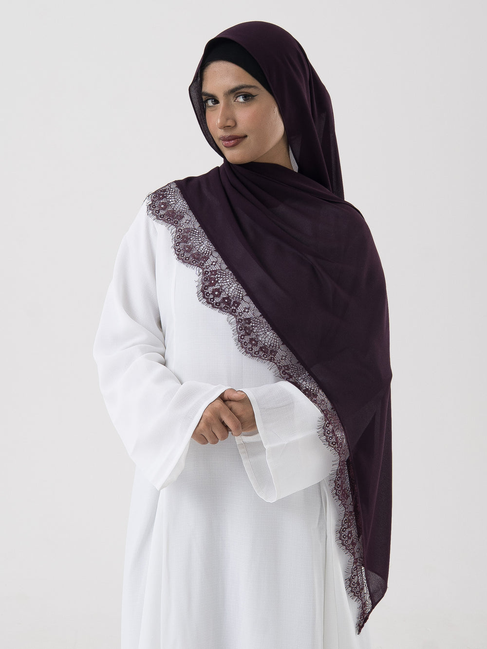 Lace Chiffon Hijab - Violet