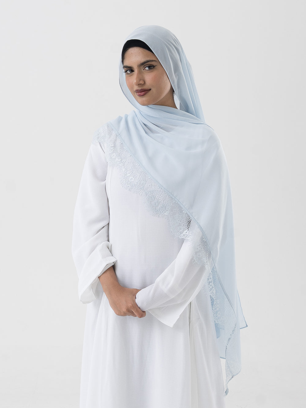 Lace Chiffon Hijab - Blue