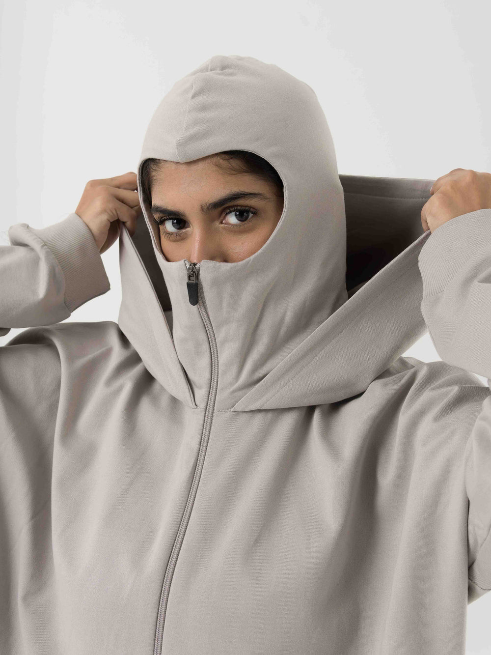 ZipVeil Hoodie - Light Grey