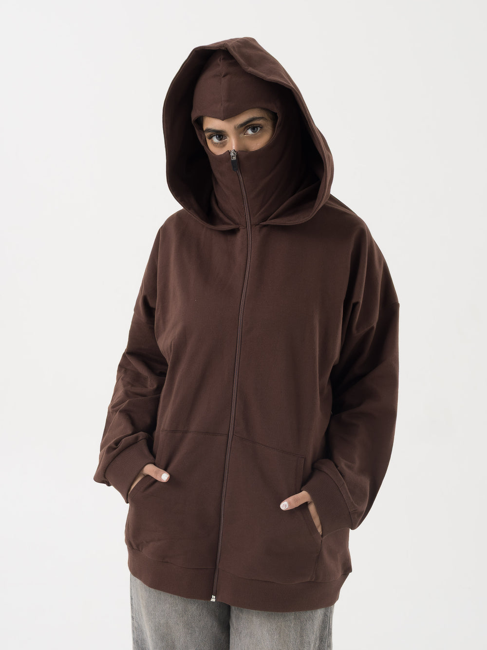 ZipVeil Hoodie - Brown