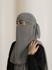 Medina Silk Niqab Set - Grey ( Niqab and Hijab sold separately )