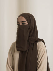 Medina Silk Niqab Set - Chocolate Brown ( Niqab and Hijab sold separately )