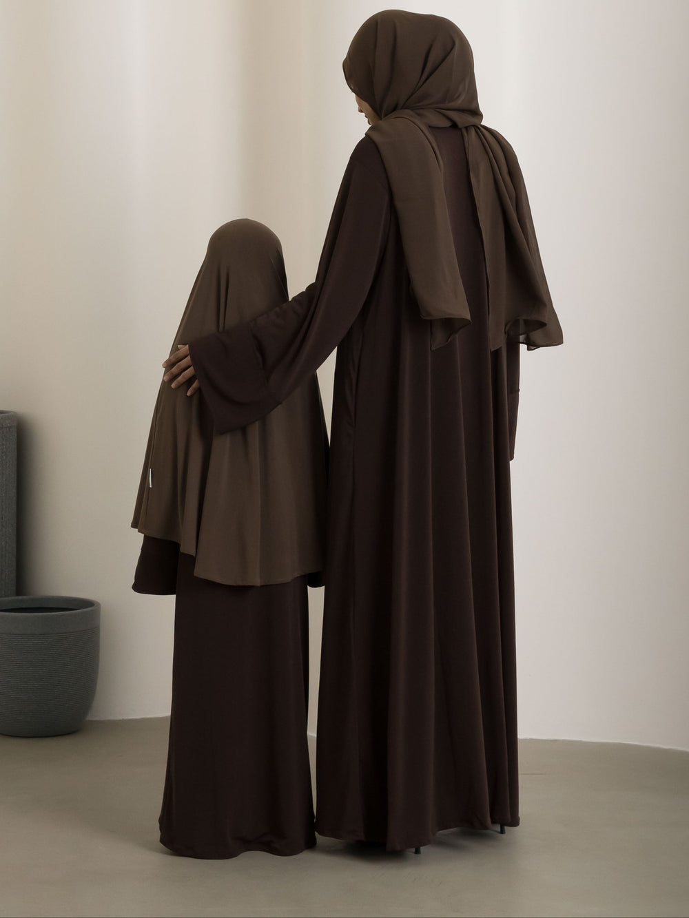 Kids Essential Moss Crepe Abaya - Dark Brown