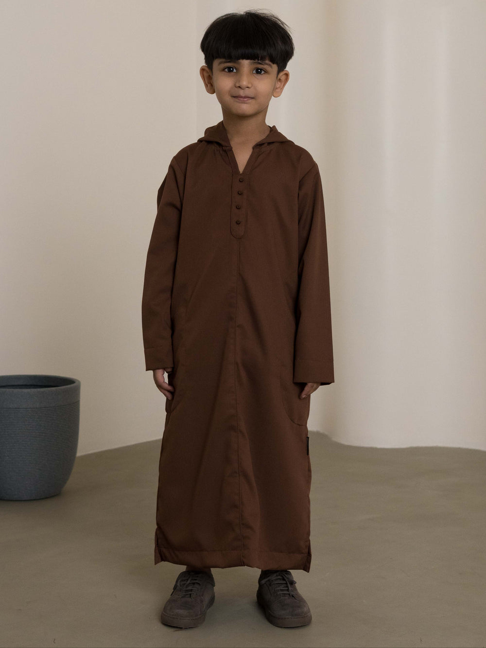 Kids Hoodie Thobe - Coffee Brown