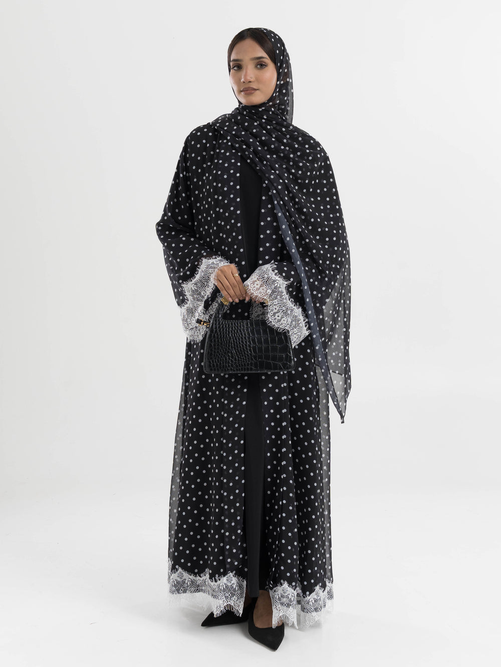 Niqat Polka Dot Printed Abaya