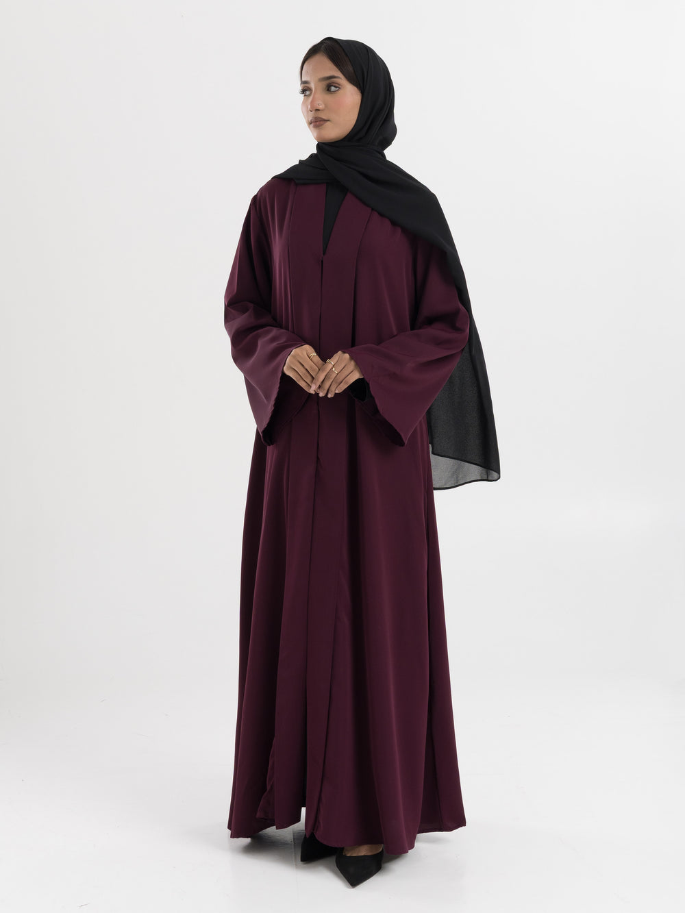Essential Button Down Abaya - Maroon