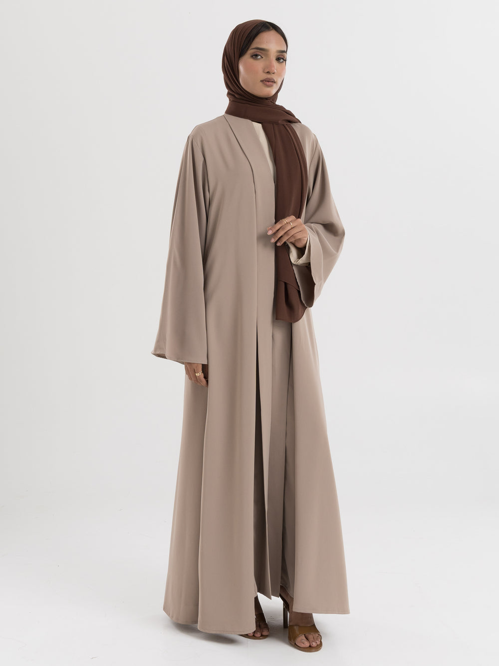 Essential Button Down Abaya - Beige