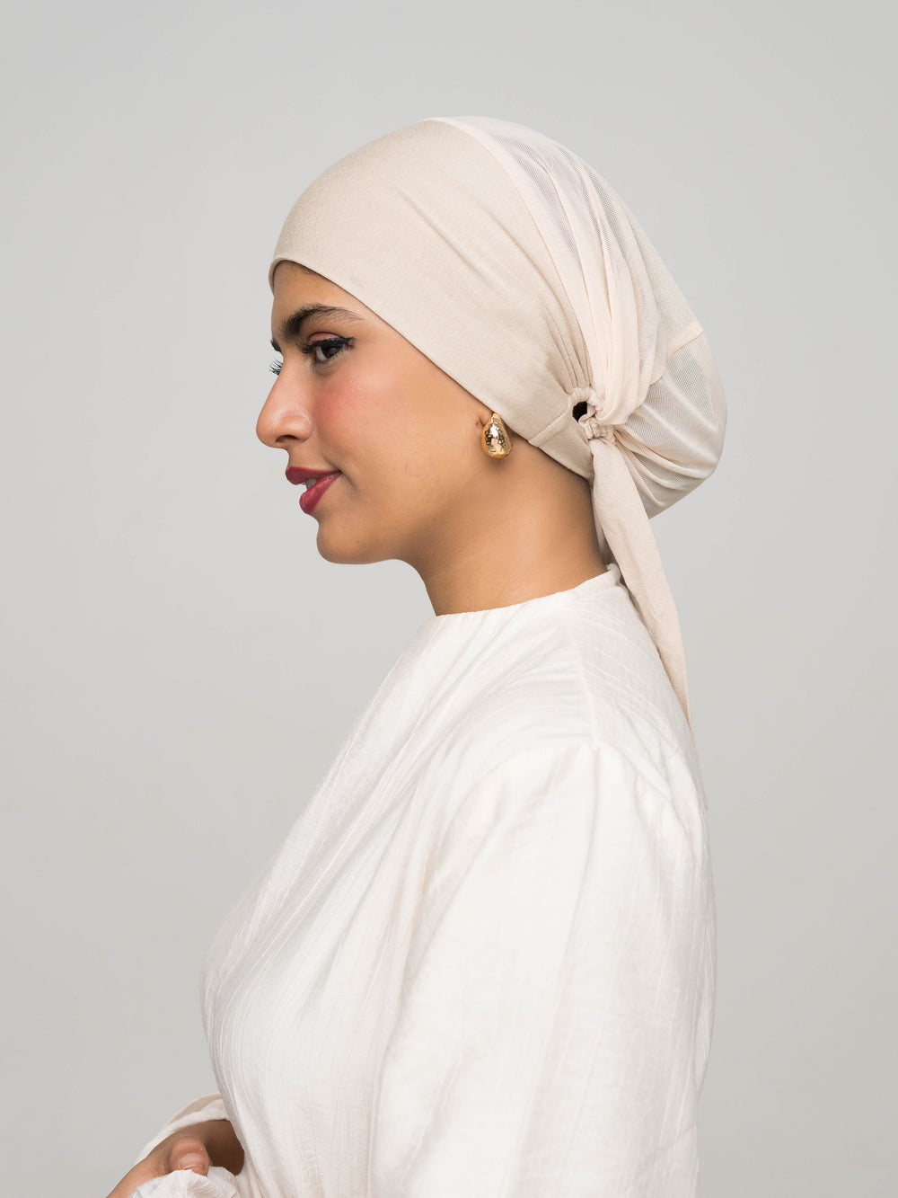 Cream Mesh Hijab Undercap