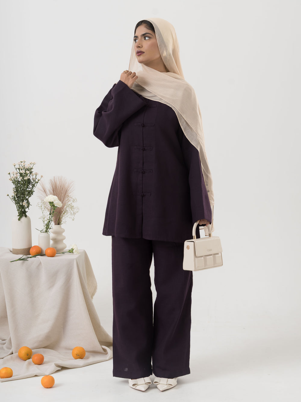 Mandarin Co-ord Set - Violet