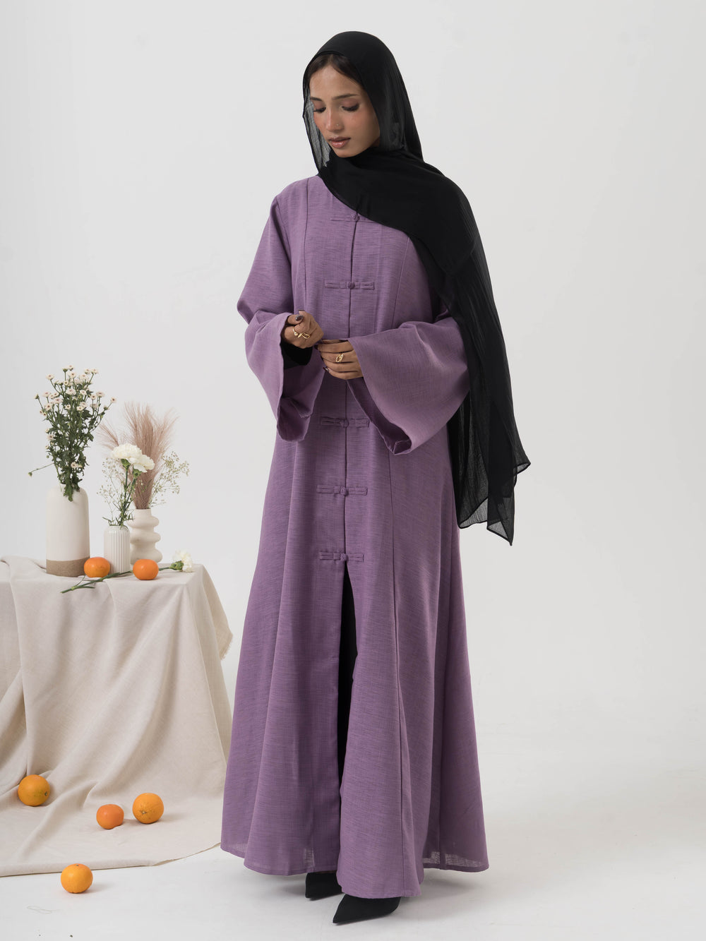Mandarin Abaya - Mauve