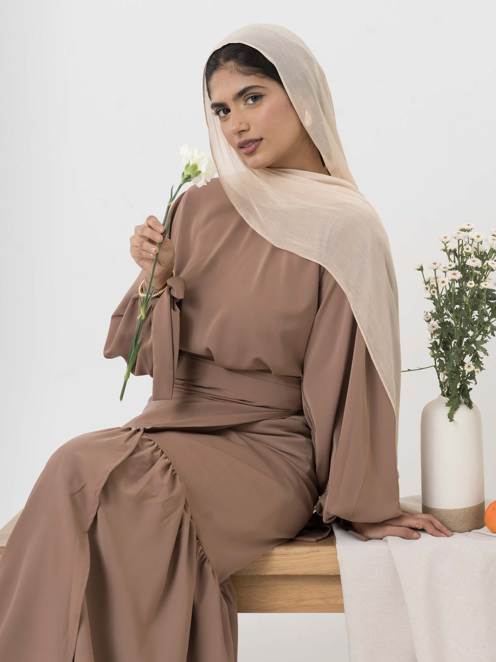 Wrap Skirt Set - Brown