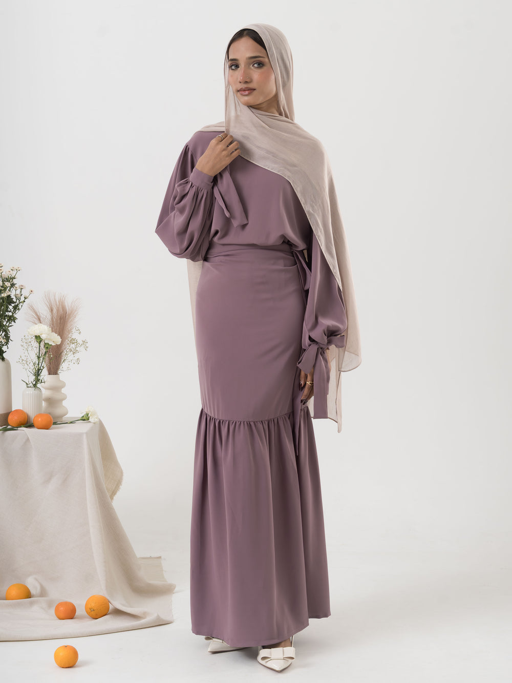 Wrap Skirt Set - Mauve